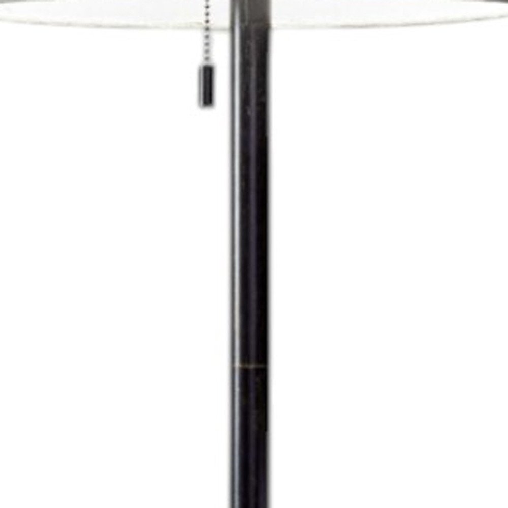 61" Brass Metal Floor Lamp With White Fabric Cylinder Shade