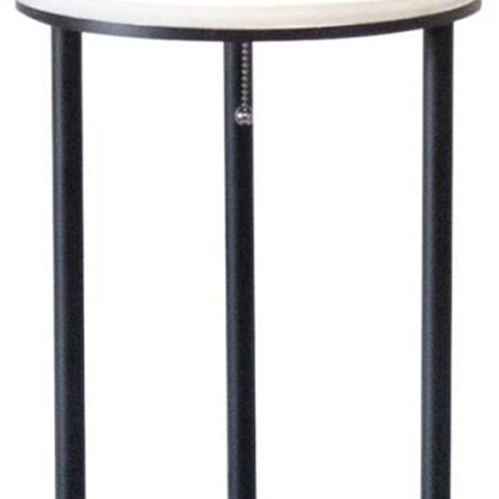 67" Black Metal Column Floor Lamp With White Linen Shade