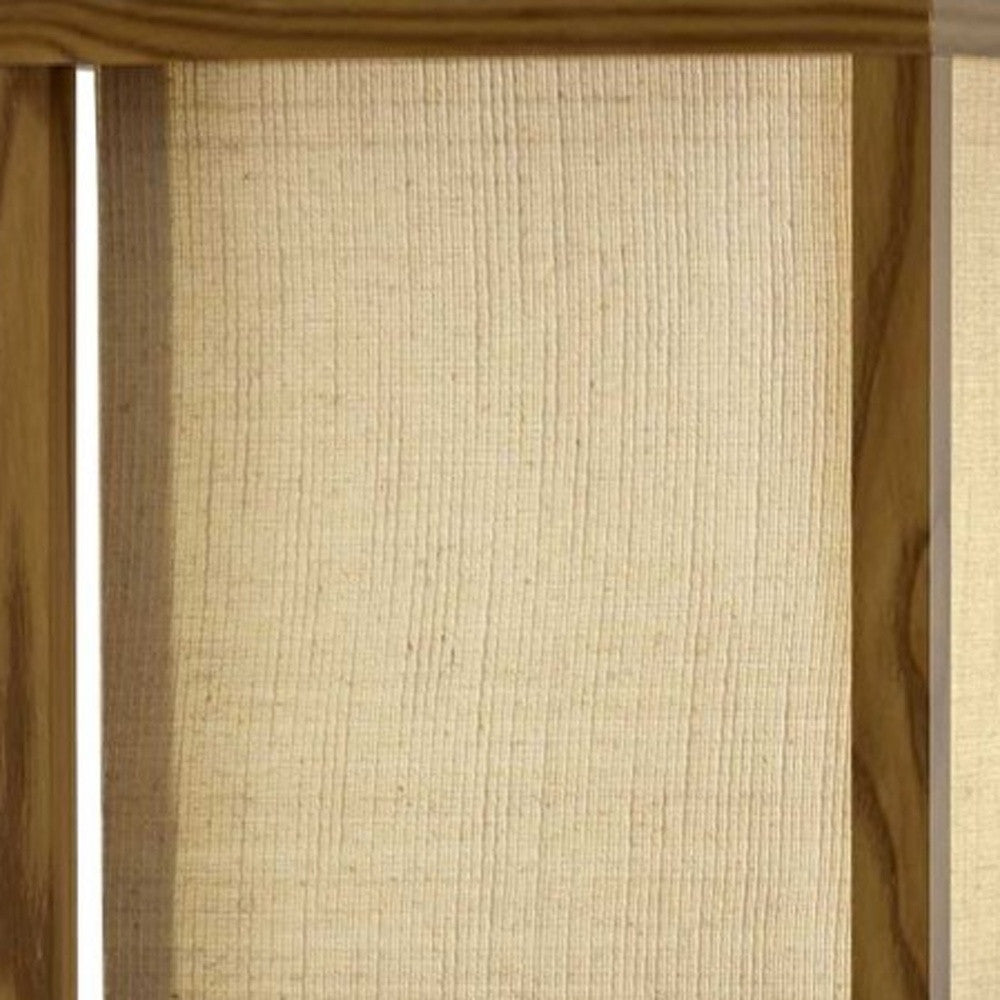 63" Natural Solid Wood Column With Brown Fabric Shade