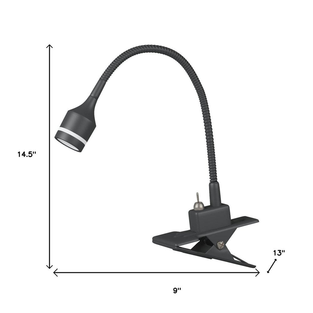 15" Black Adjustable Swing Arm Novelty Clip On Lamp With Drum
