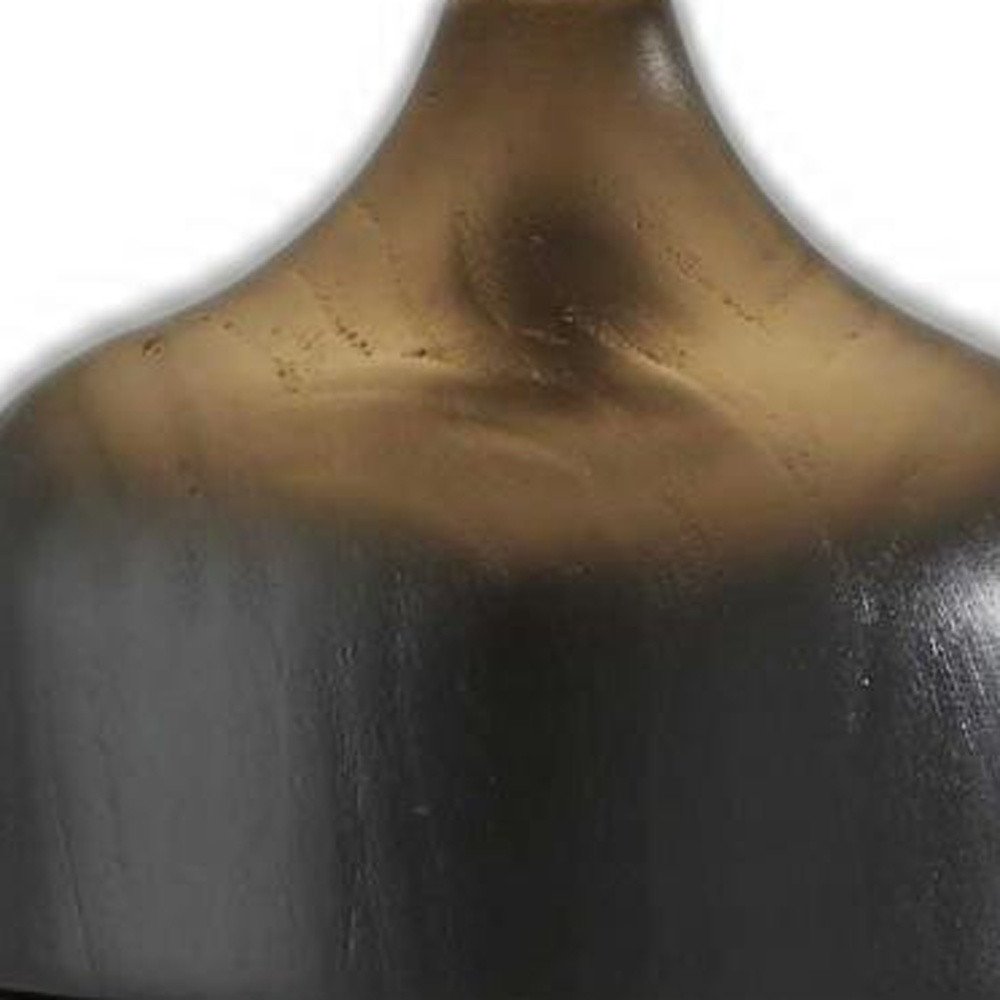 23" Black Wood And Smoked Glass Bedside Lamp With Gray Drum Shade