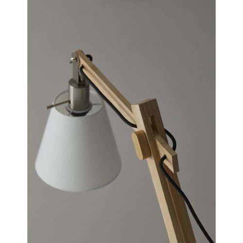 61" Natural Solid Wood Task With White Cotton Shade