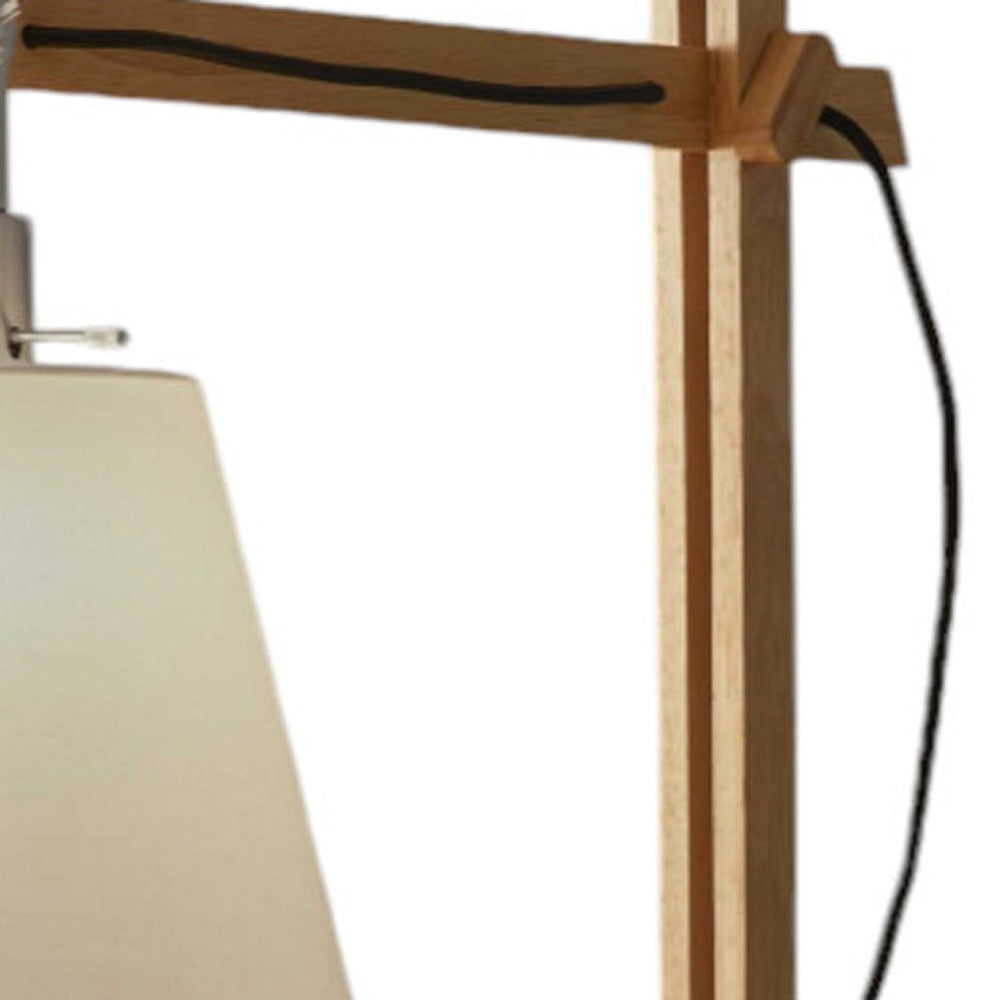 61" Natural Solid Wood Task With White Cotton Shade