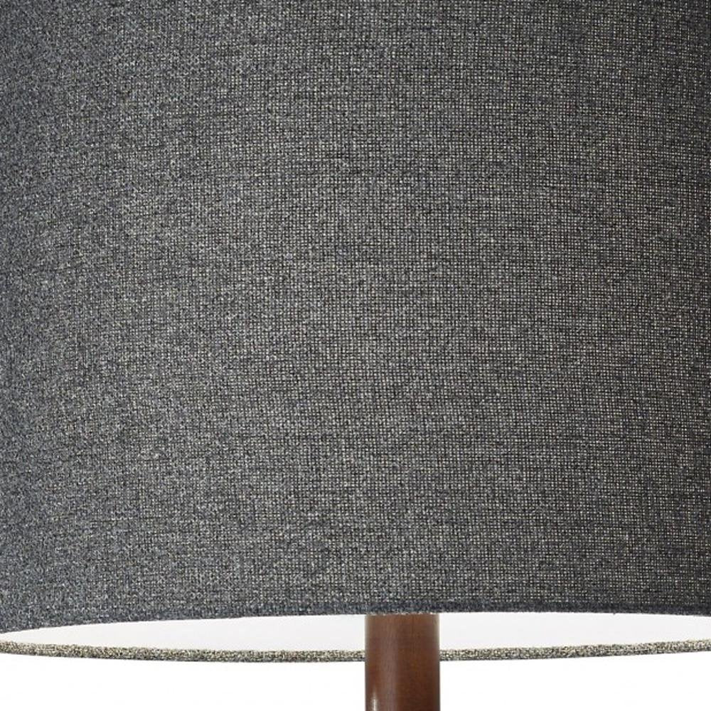 59" Natural Solid Wood Floor Lamp With White Linen Drum Shade