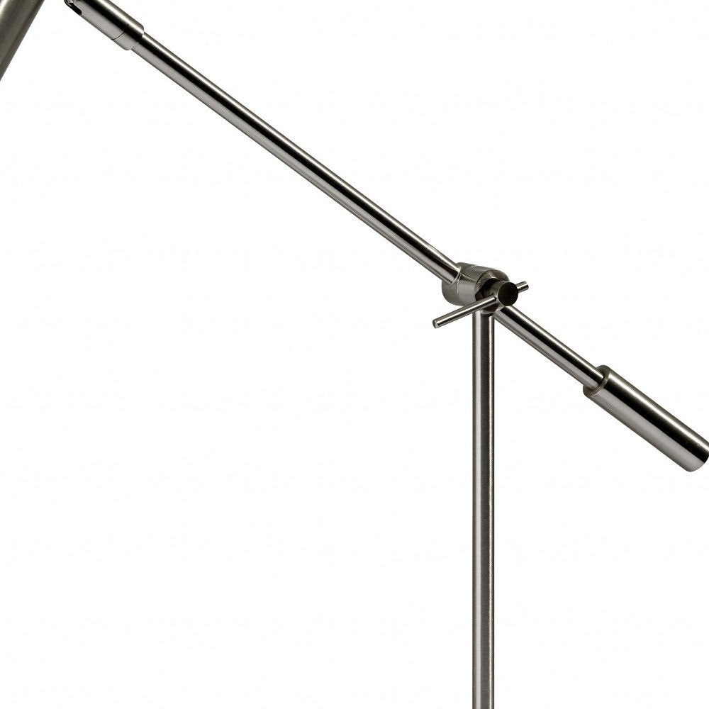 22" Black Metal Swing Arm LED Desk Lamp With USB And Antiqued Gold Cylinder Shade