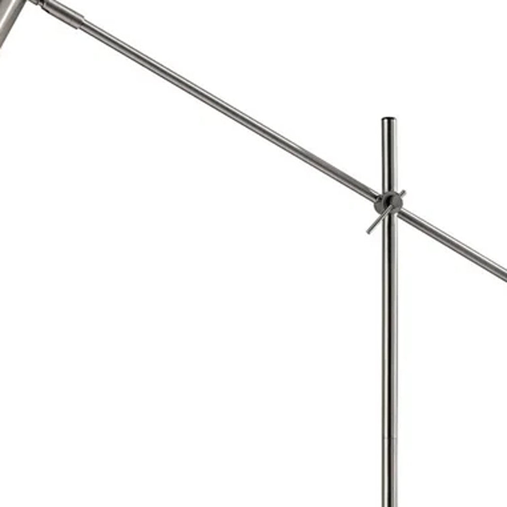 63" Silver LED Task Floor Lamp With Silver Metal Drum Shade