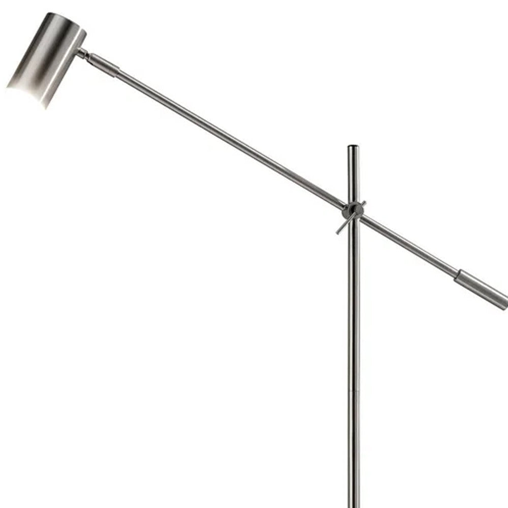 63" Silver LED Task Floor Lamp With Silver Metal Drum Shade