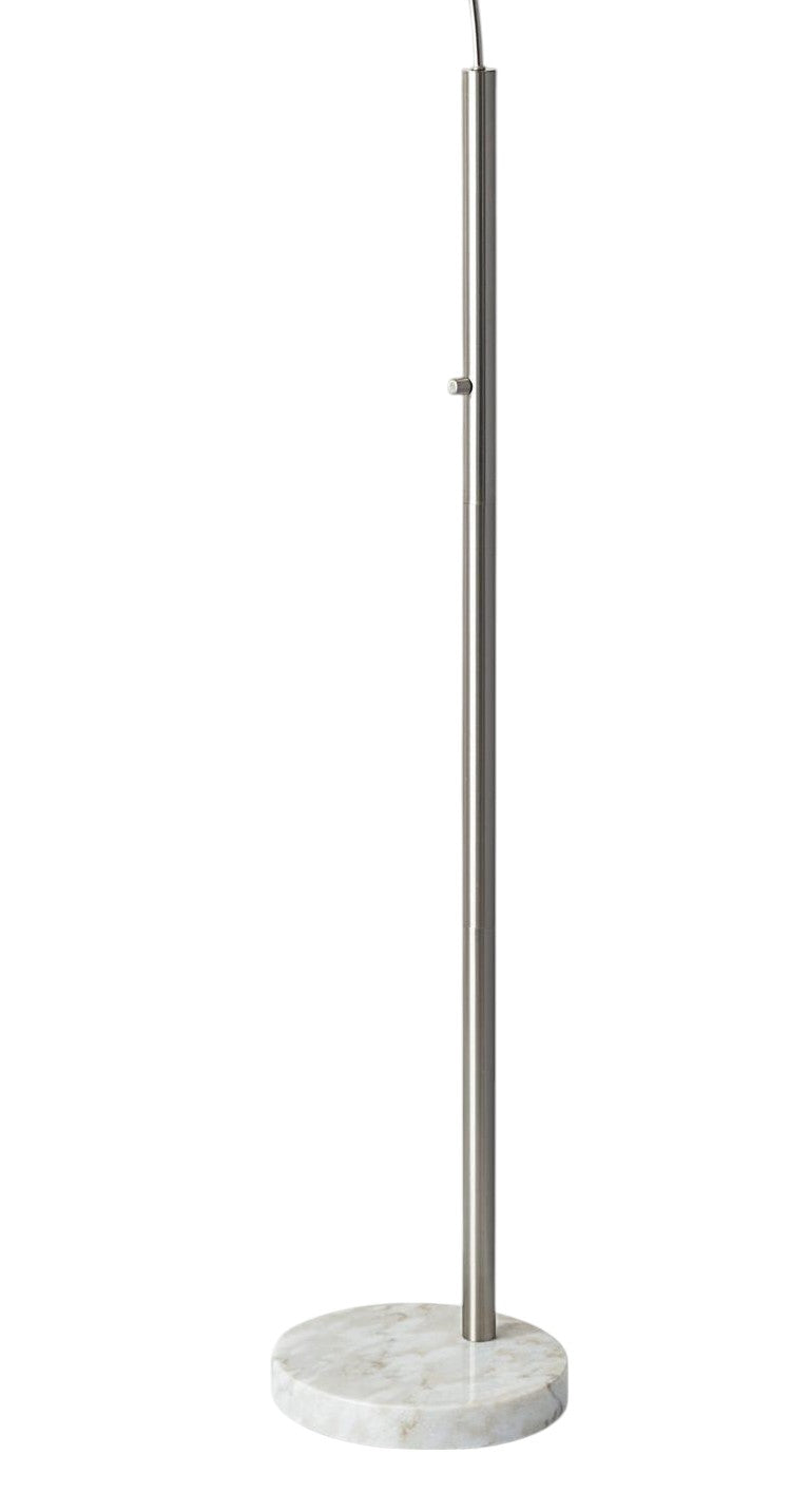 74" Silver Metal Arched Floor Lamp With Gray Linen Drum Shade
