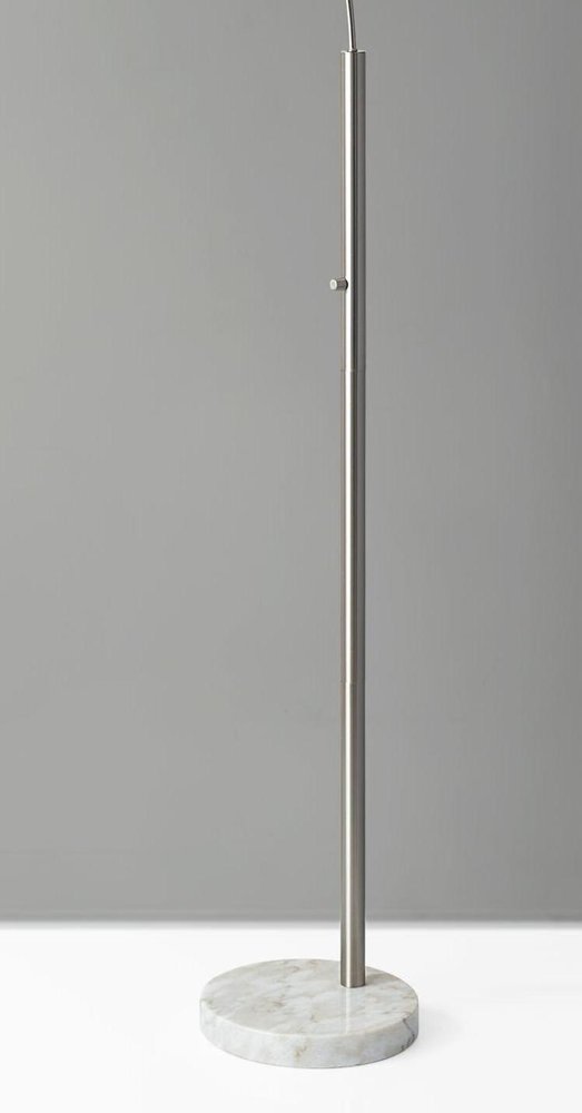 74" Brass Metal Arc Floor Lamp With Off White Linen Drum Shade