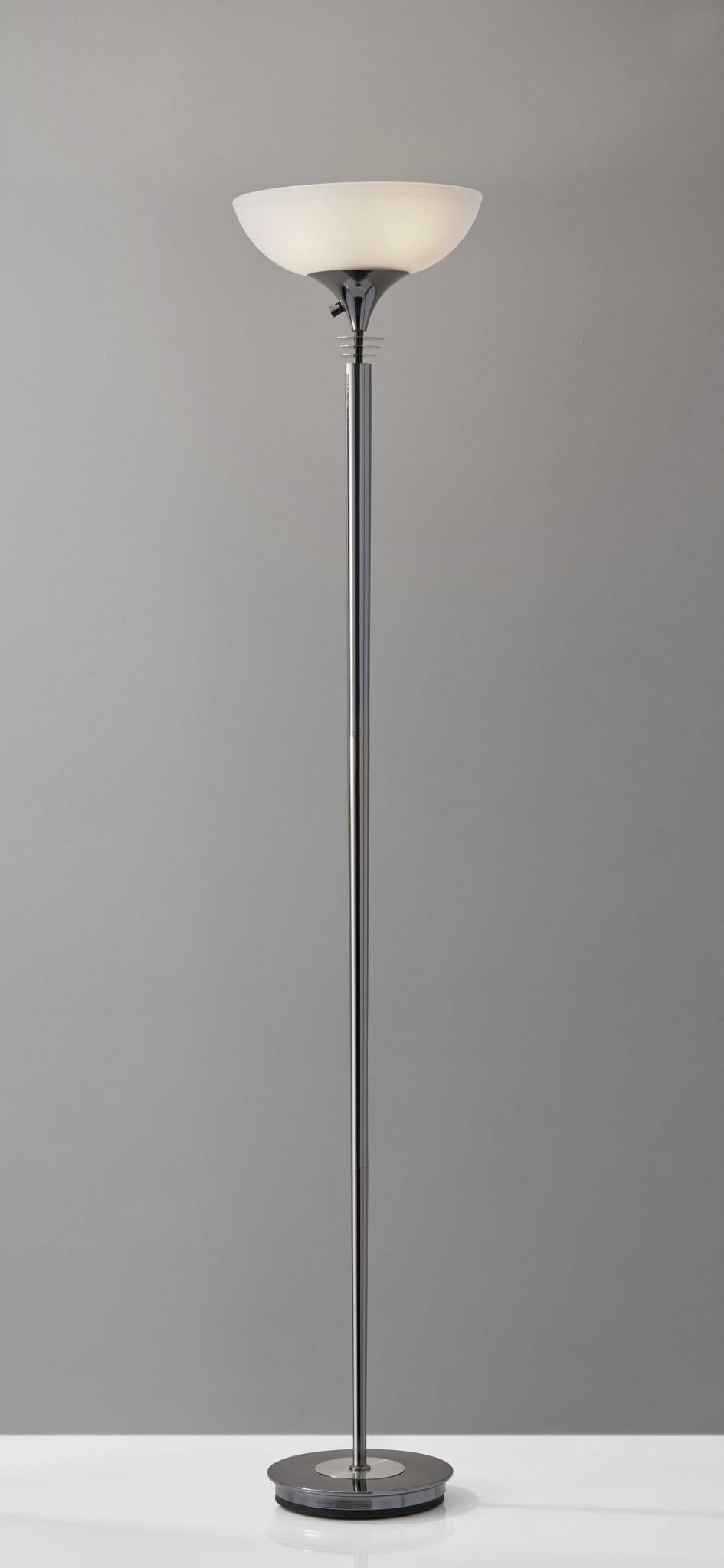 72" Black And White With White Glass Shade
