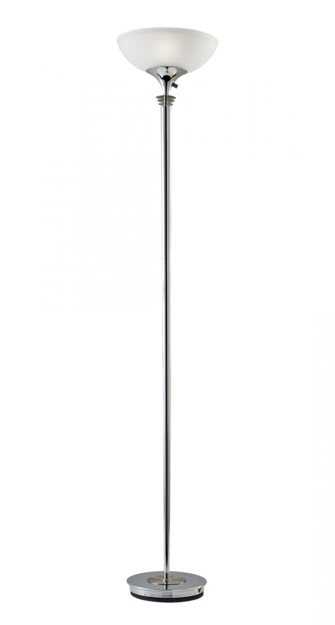 72" Silver With White Glass Shade