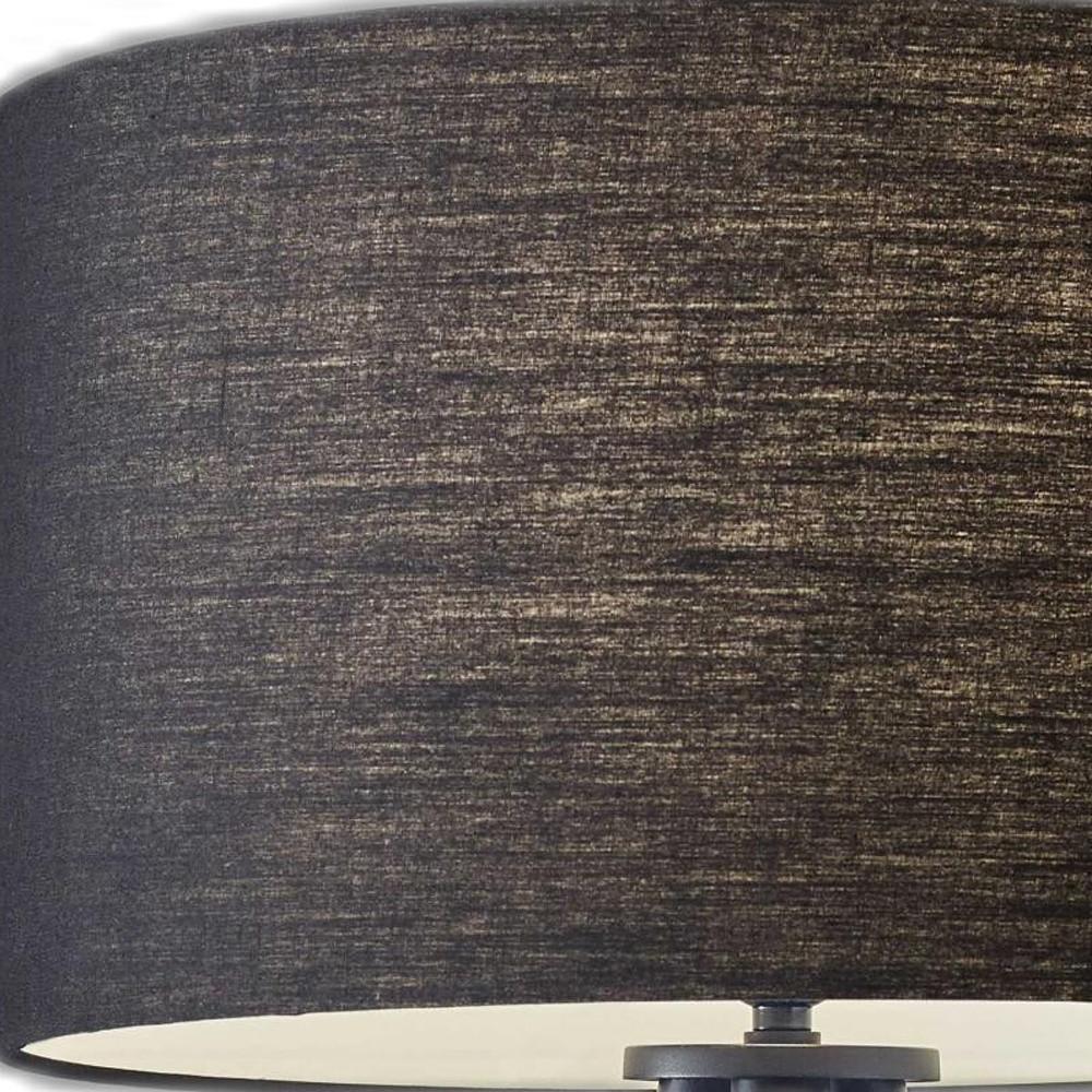 Black Metal Tripod Floor Lamp With Black Fabric Drum Shade