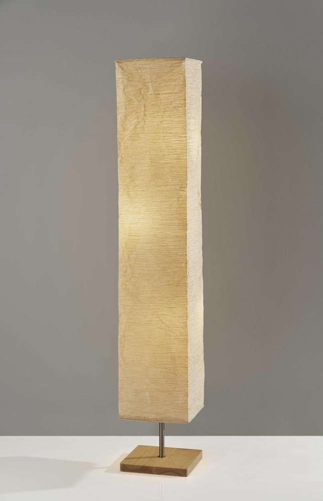 58" Natural Column Floor Lamp With Natural Paper Shade