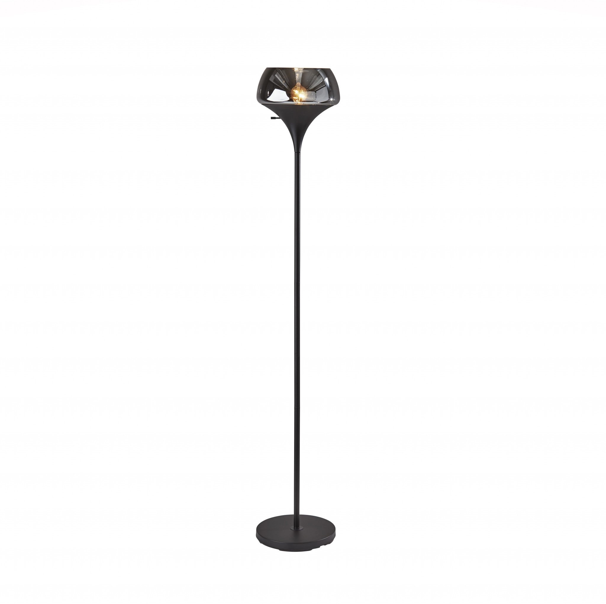 70" Black With Black Glass Shade