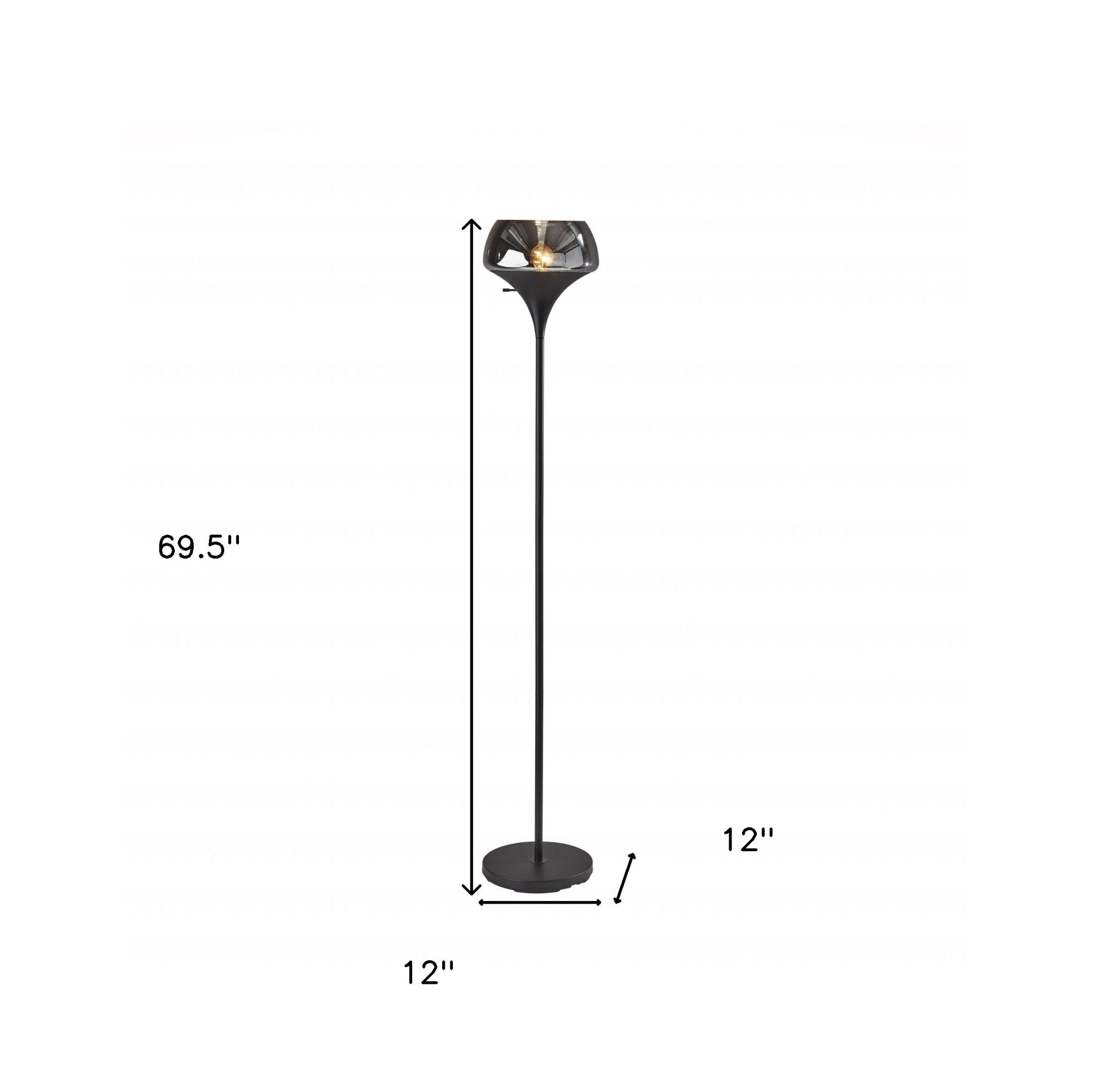 70" Black With Black Glass Shade