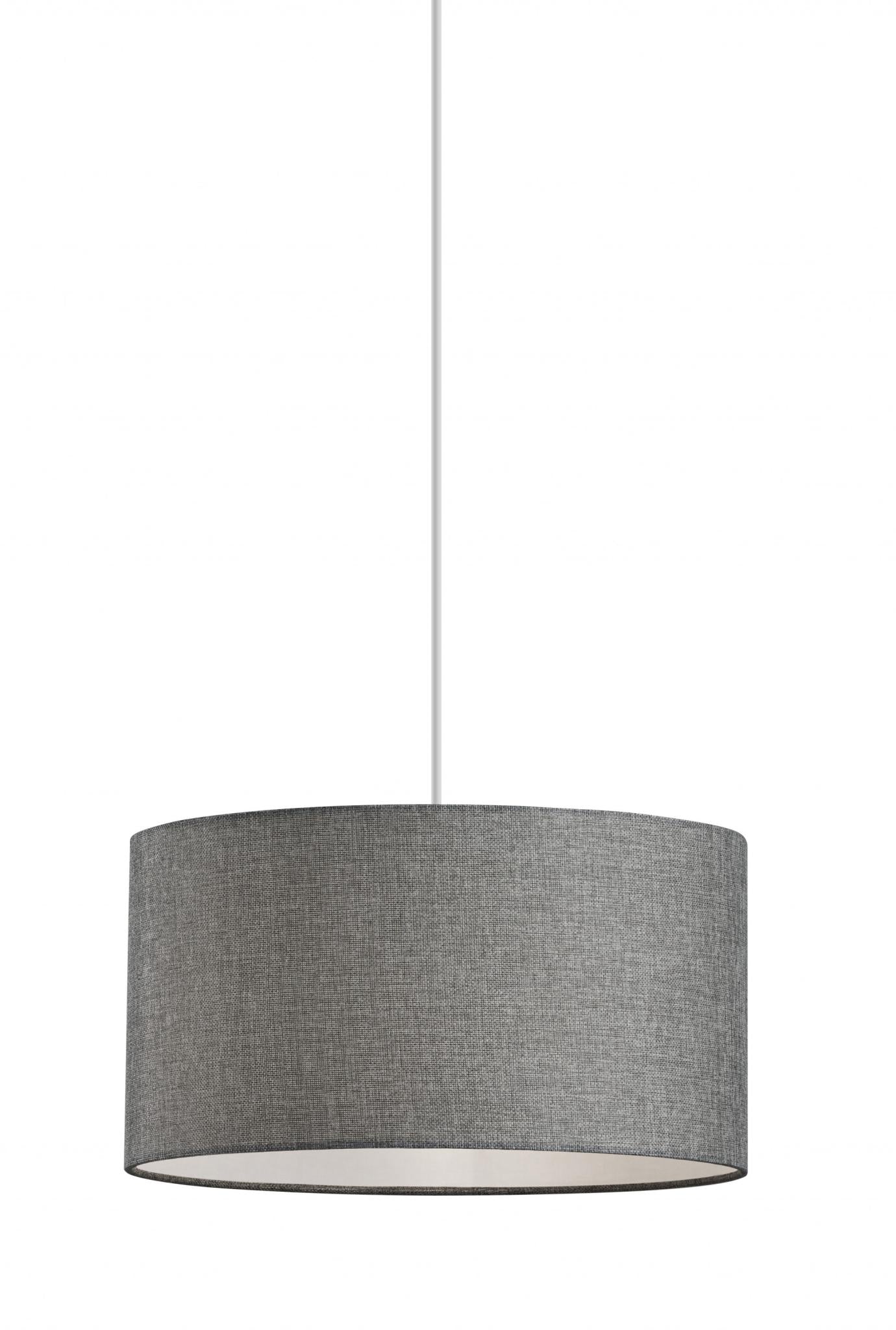 Heather Grey Fabric Shade Drum Pendant