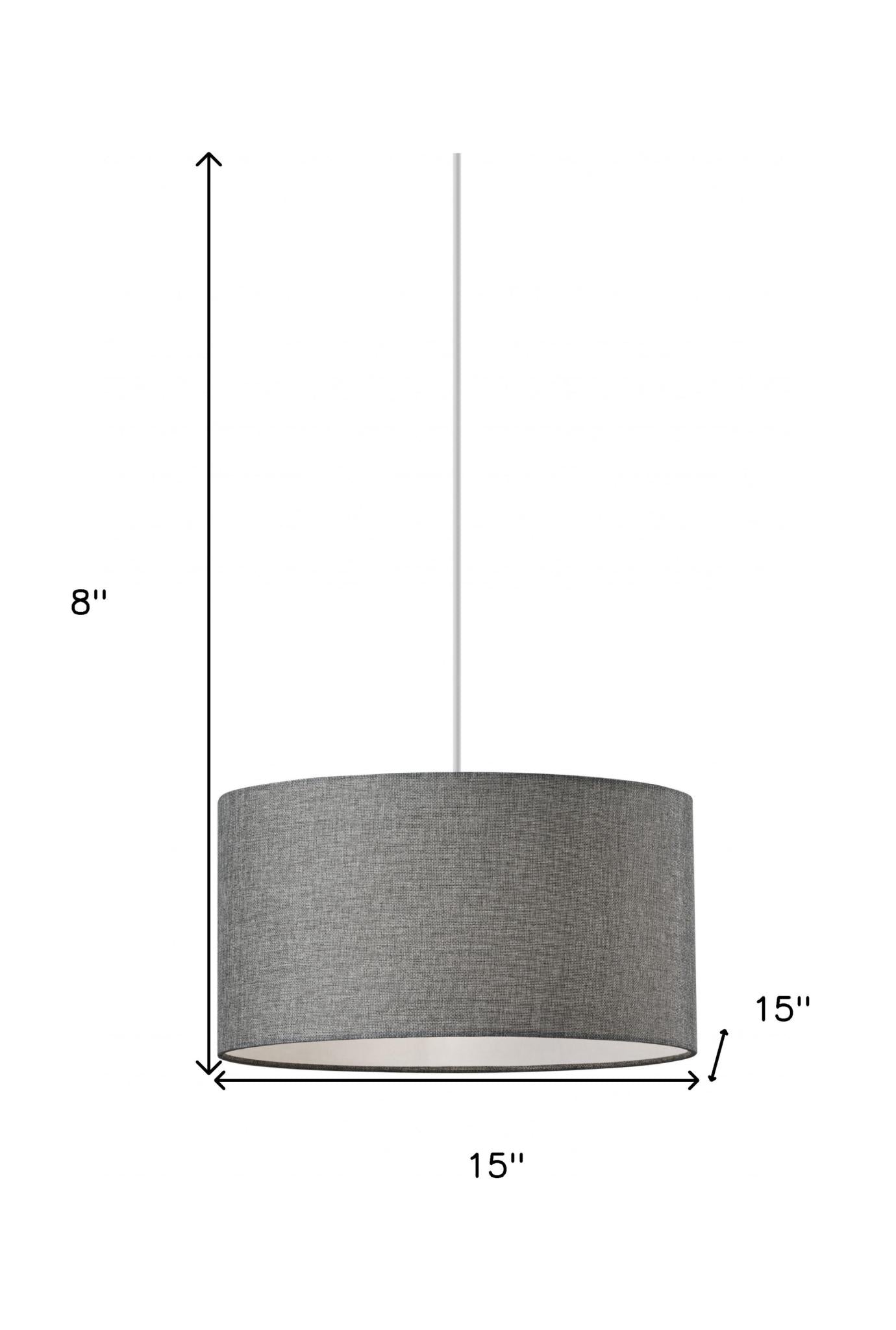 Heather Grey Fabric Shade Drum Pendant