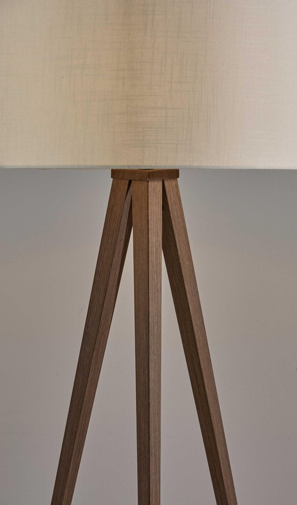 Black Metal Tripod Floor Lamp With Black Fabric Drum Shade