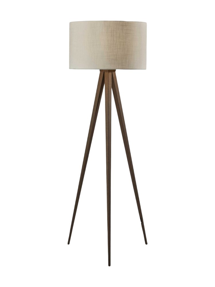Black Metal Tripod Floor Lamp With Black Fabric Drum Shade