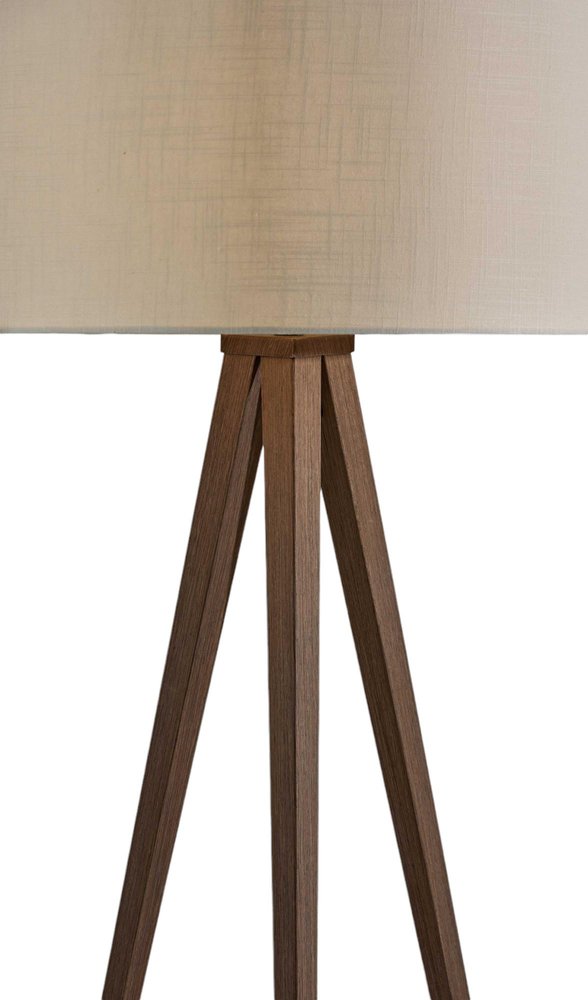 Black Metal Tripod Floor Lamp With Black Fabric Drum Shade
