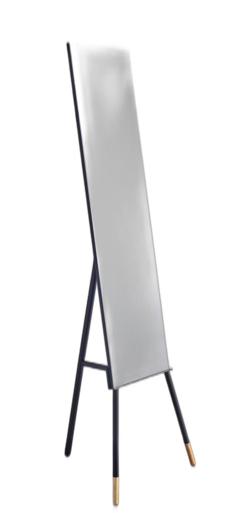 57" Black Metal Freestanding Framed Standing Mirror