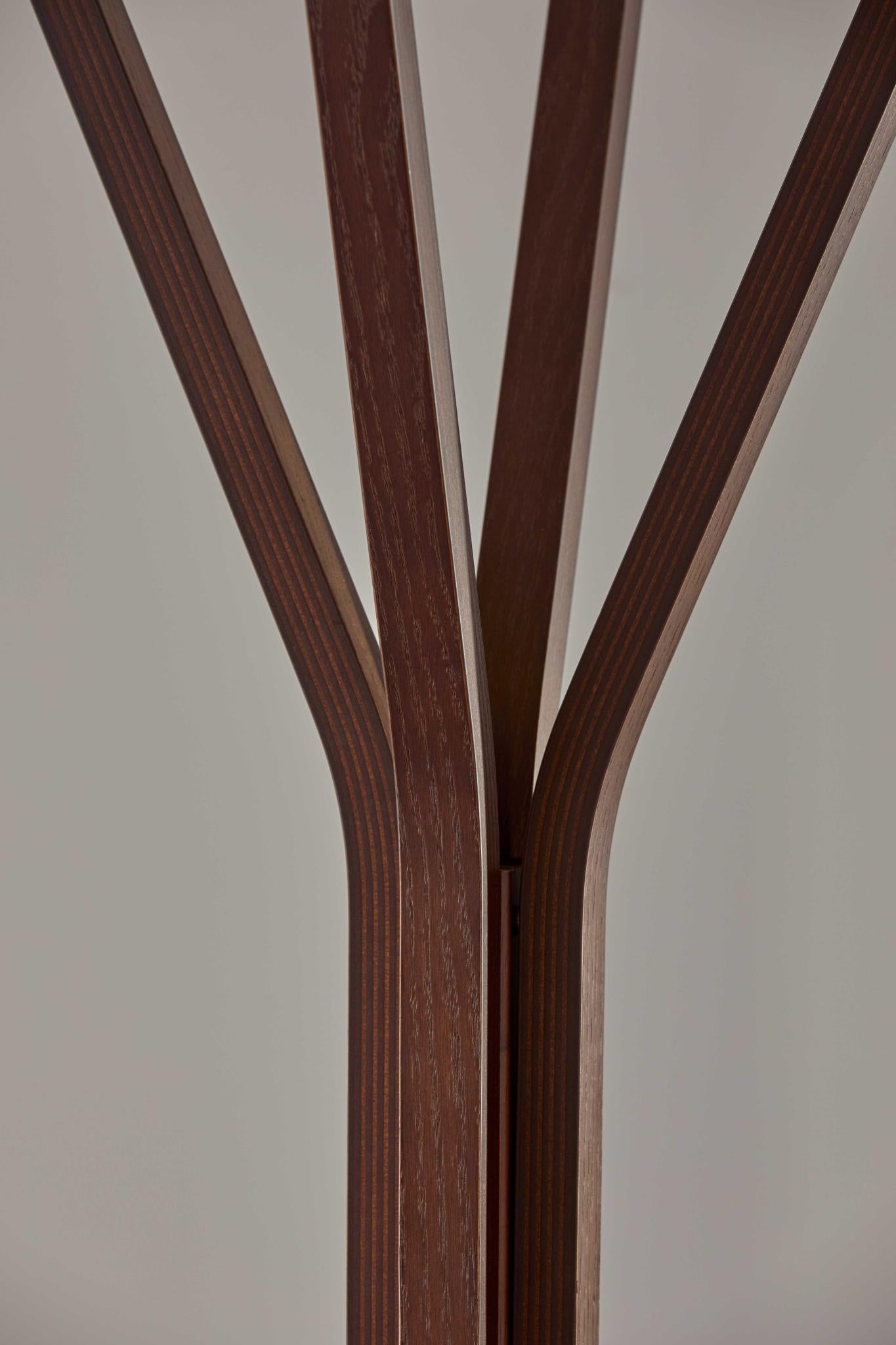 68" Brown Wood Four Hook Freestanding Coat Rack