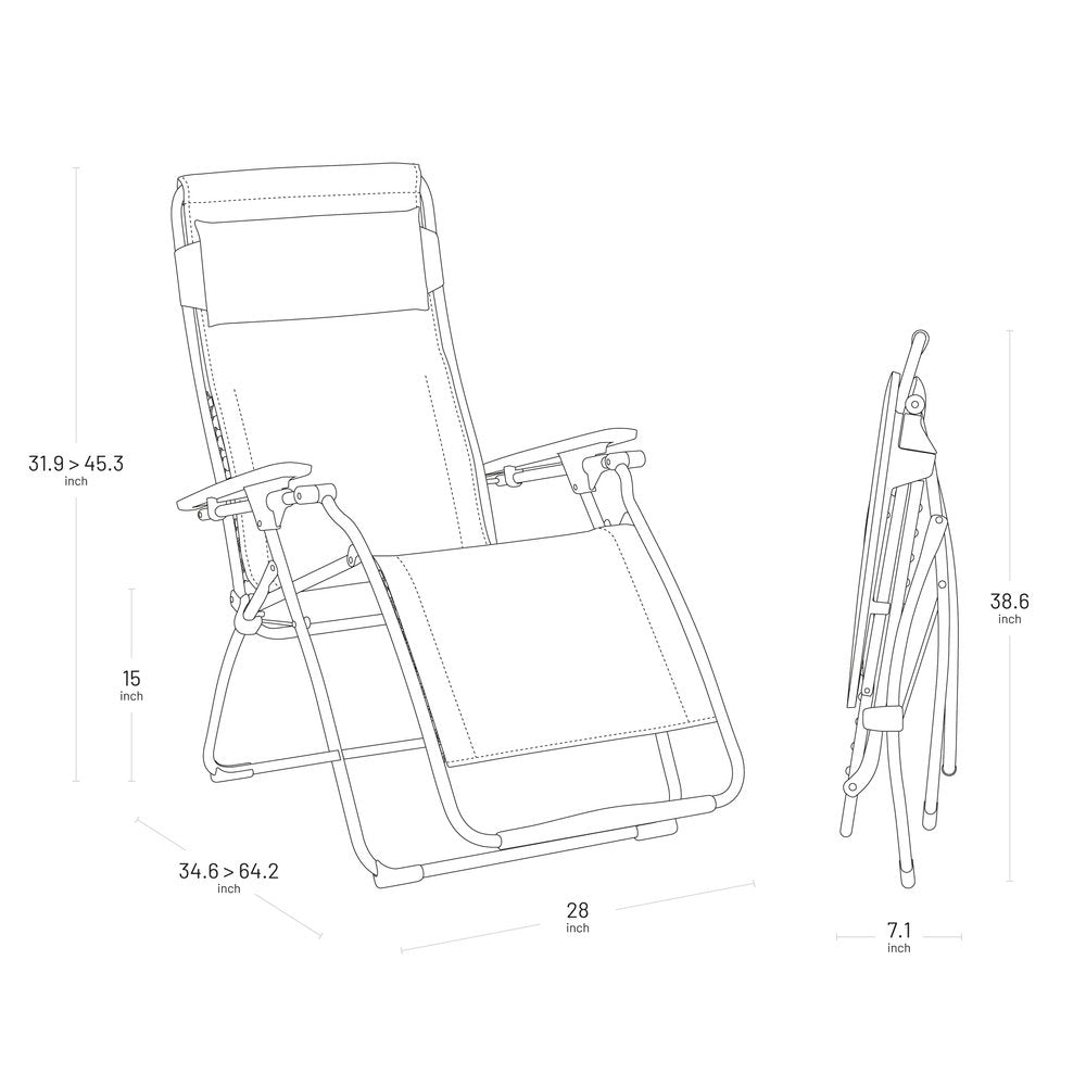 28" Graphite Metal Outdoor Zero Gravity Chair with Graphite Cushion