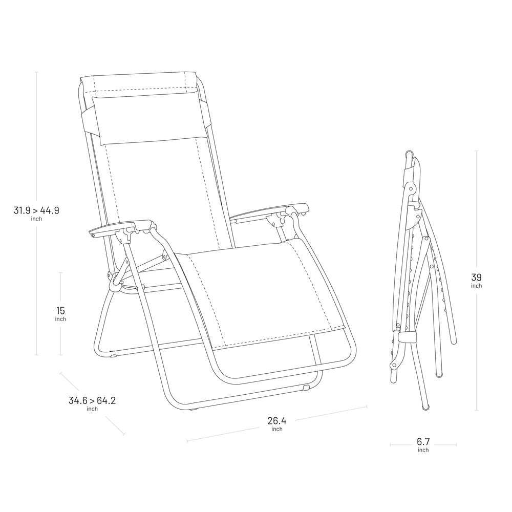 27" Ivory Steel Outdoor Zero Gravity Chair with Ivory Cushion