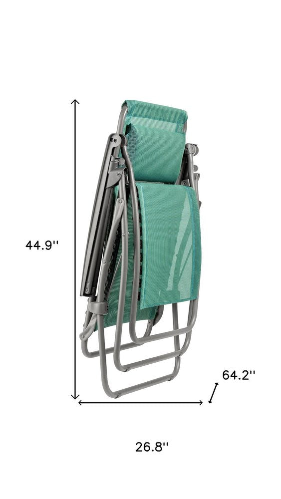 27" Green Metal Outdoor Zero Gravity Chair with Green Cushion