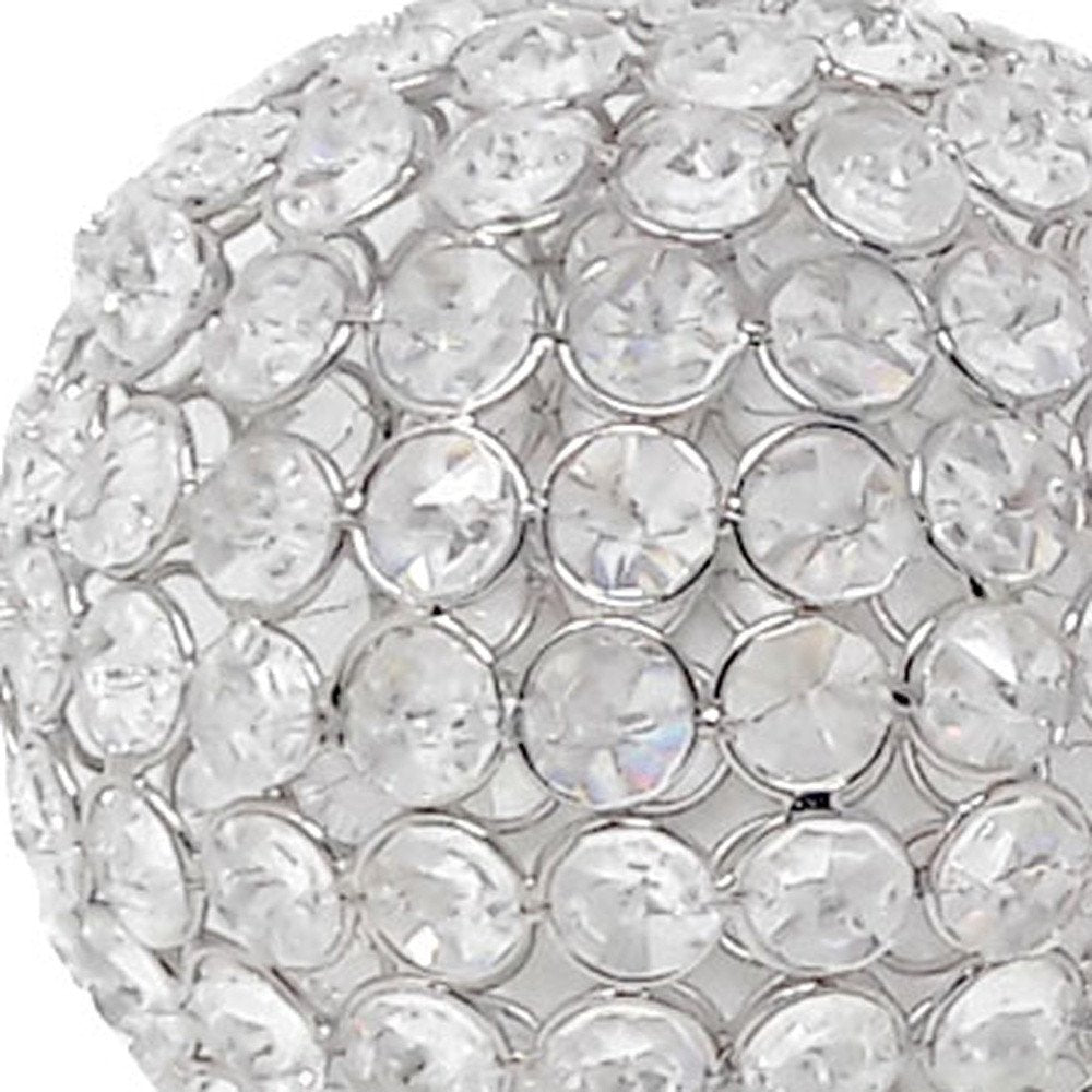 Set of Two Silver And Clear Faux Crystal And Metal Orb Decorative Tabletop Sculptures