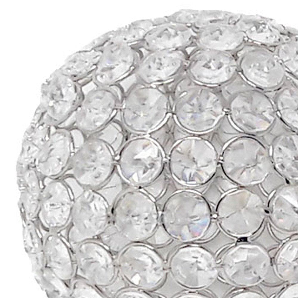 Set of Two Silver And Clear Faux Crystal And Metal Orb Decorative Tabletop Sculptures