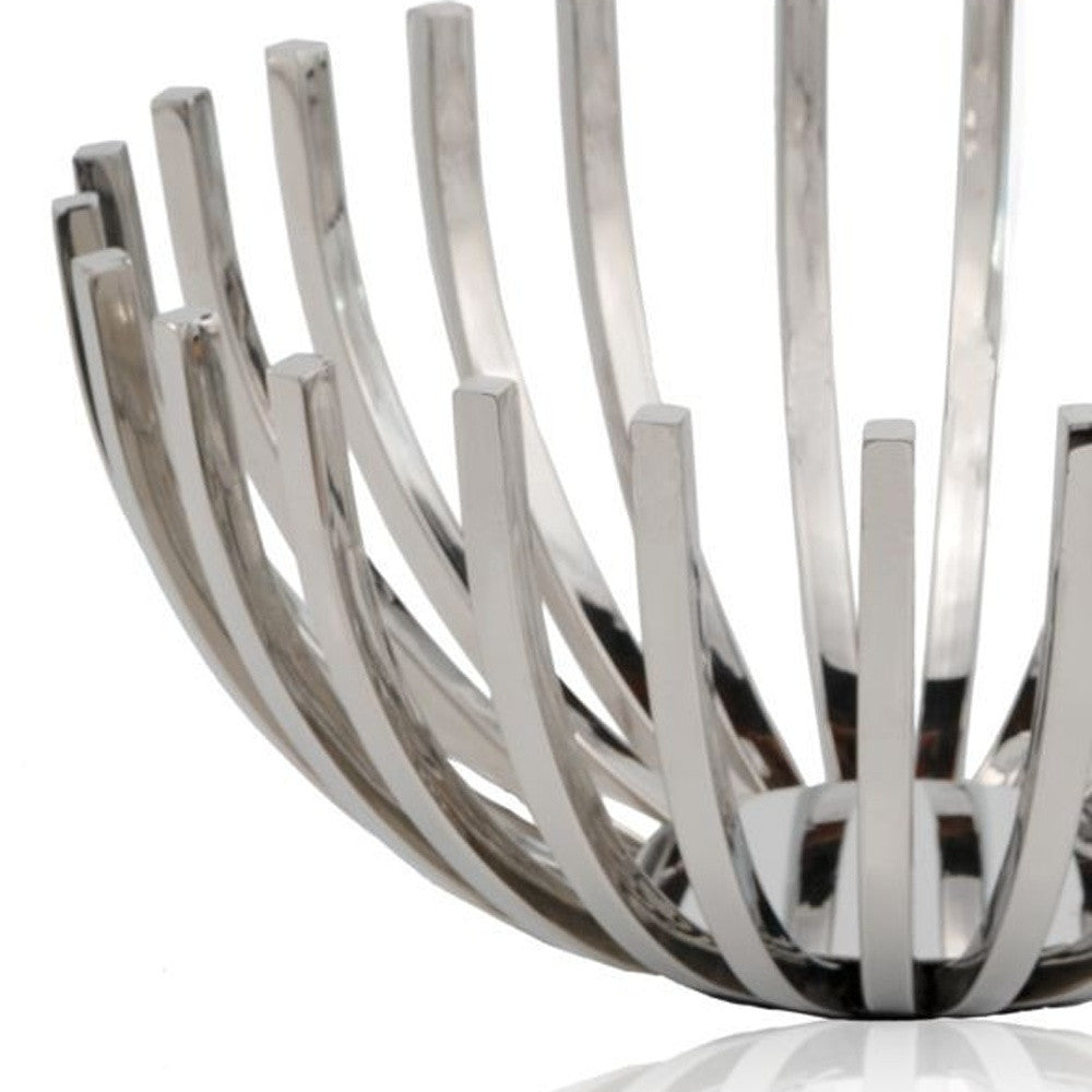 14" Silver Stainless Steel Decorative Bowl