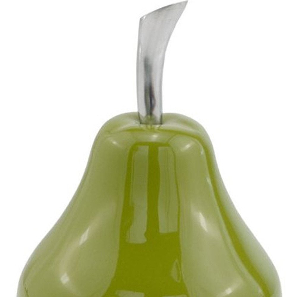 11" Green Buffed Aluminum Pear Sculpture