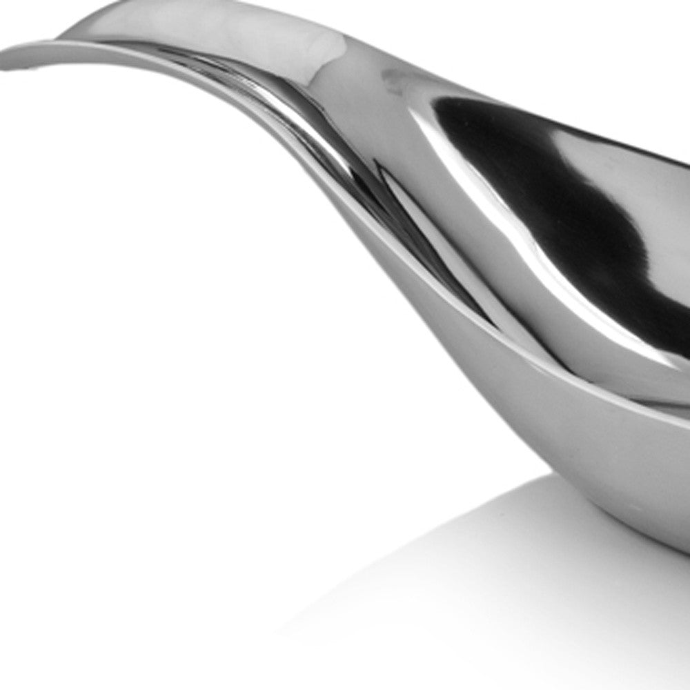 8" Silver Aluminum Long Wavy Bowl
