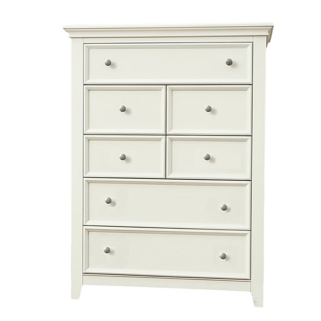 36" White Solid Wood Seven Drawer Dresser