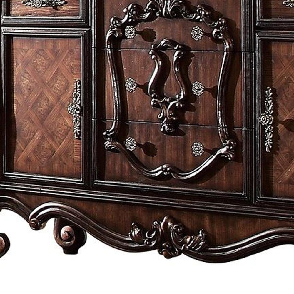 38" White Solid Wood Six Drawer Combo Dresser
