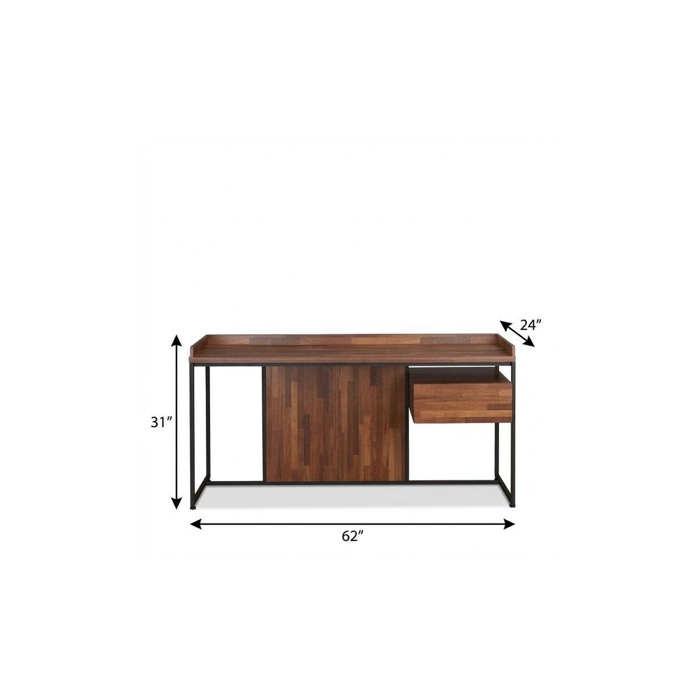 62" Brown and Black Computer Desk