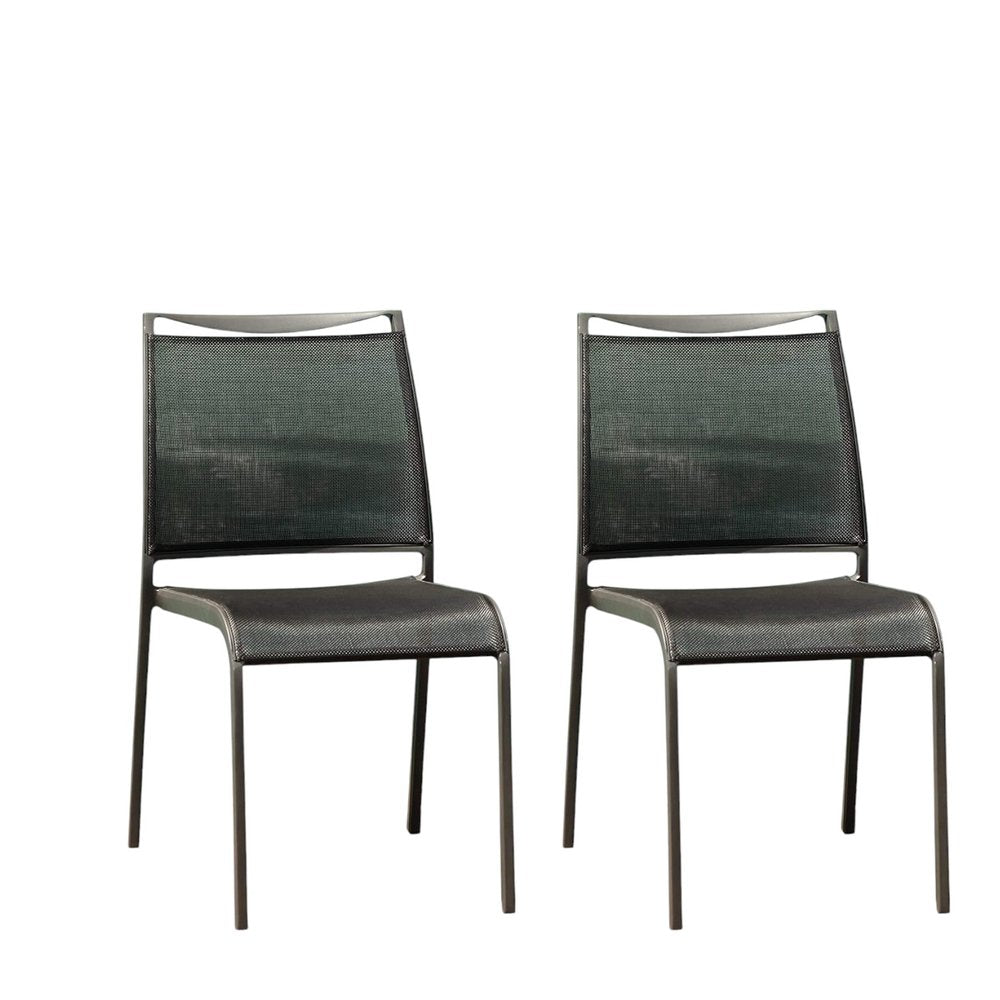 Set of Four Gray Aluminum Dining Side Chairs