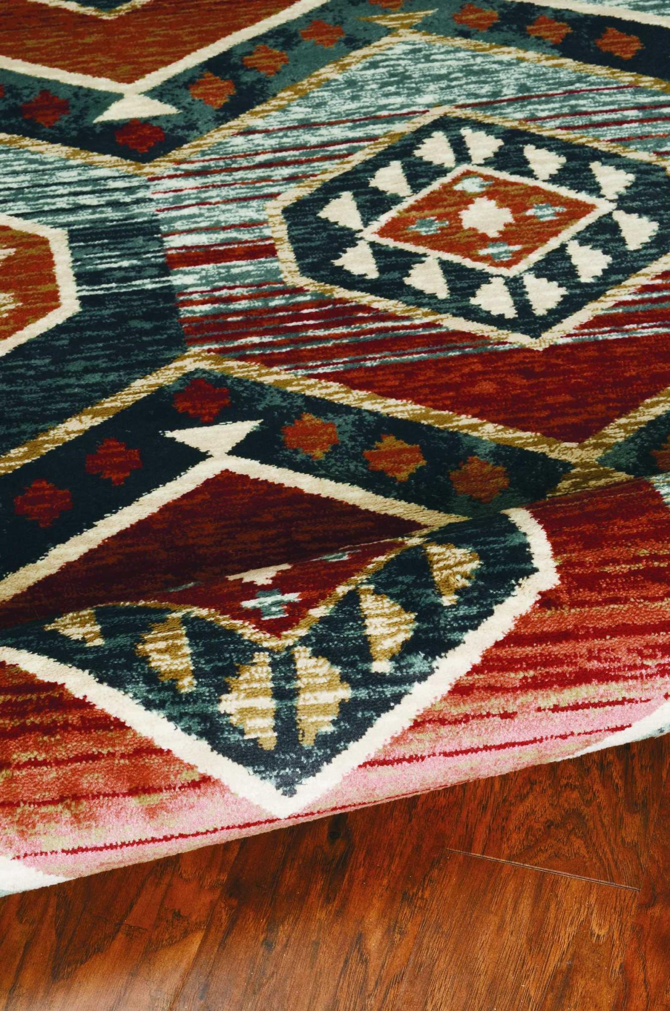 3' X 5' Red And Blue Geometric Area Rug