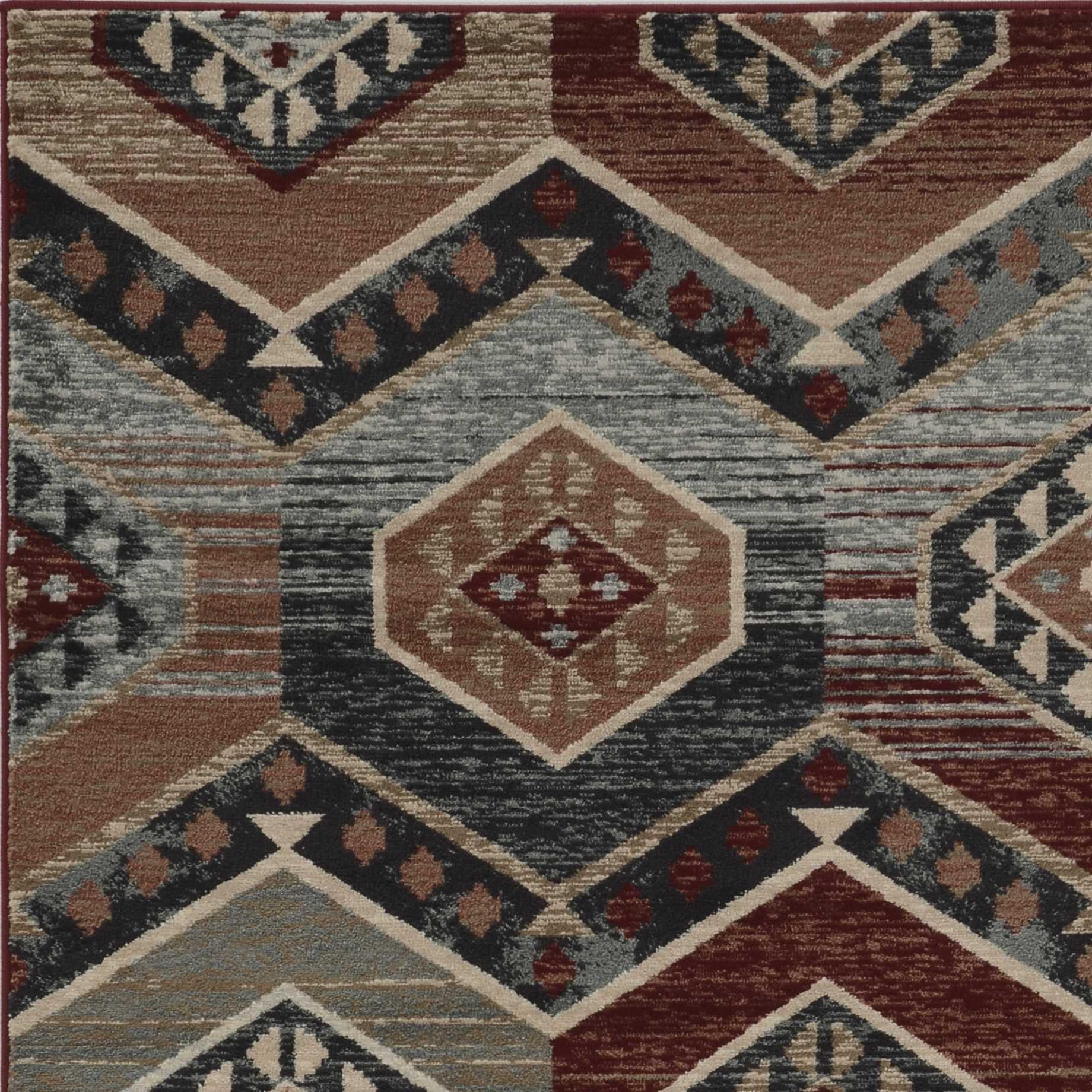 3' X 5' Red And Blue Geometric Area Rug