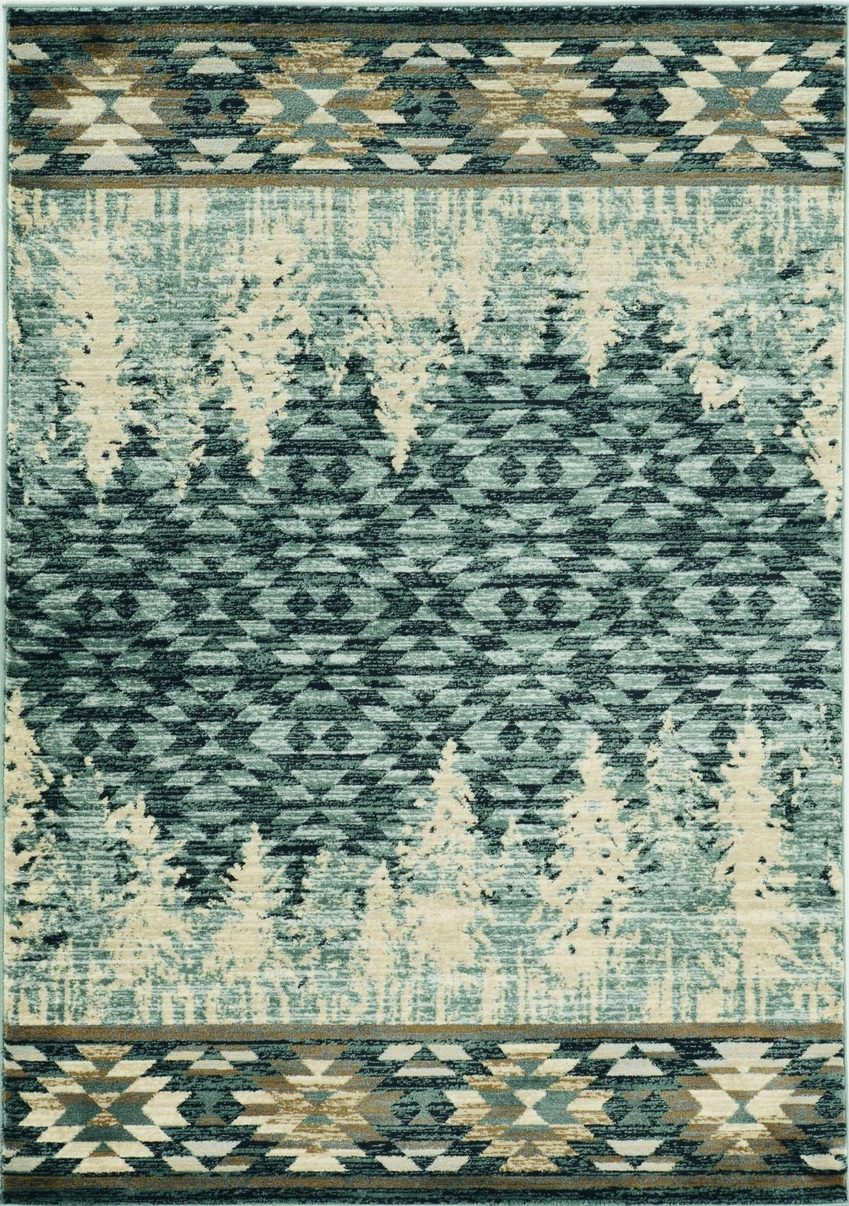 3' X 5' Slate Blue And Ivory Southwestern Area Rug