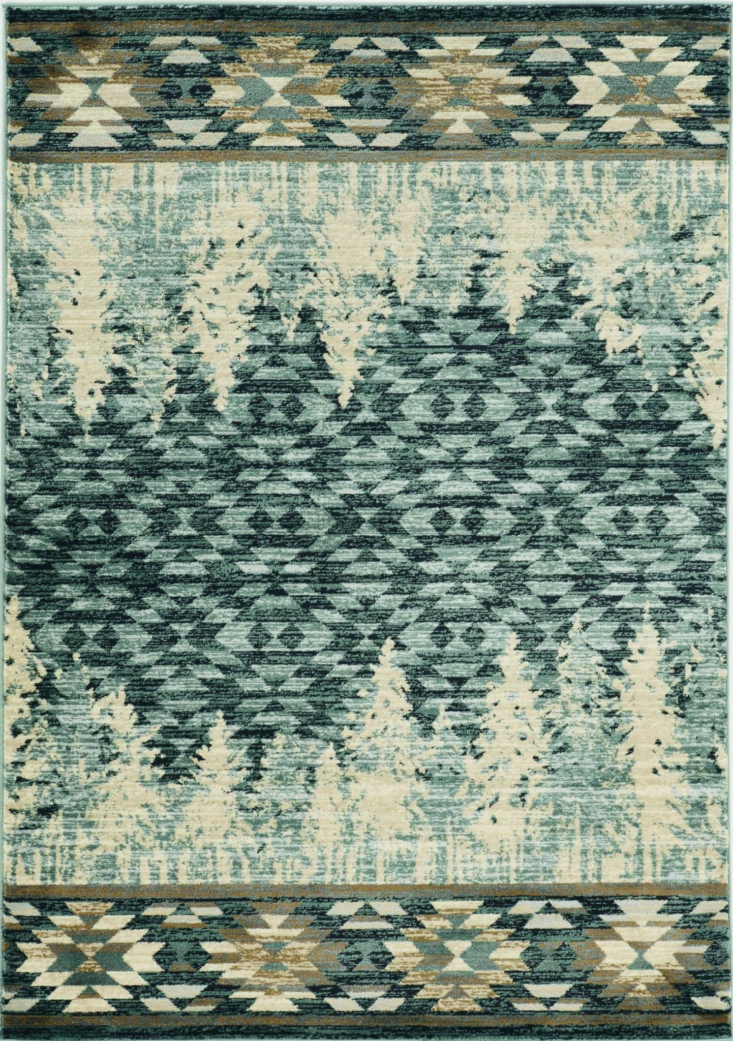 3' X 5' Slate Blue And Ivory Southwestern Area Rug