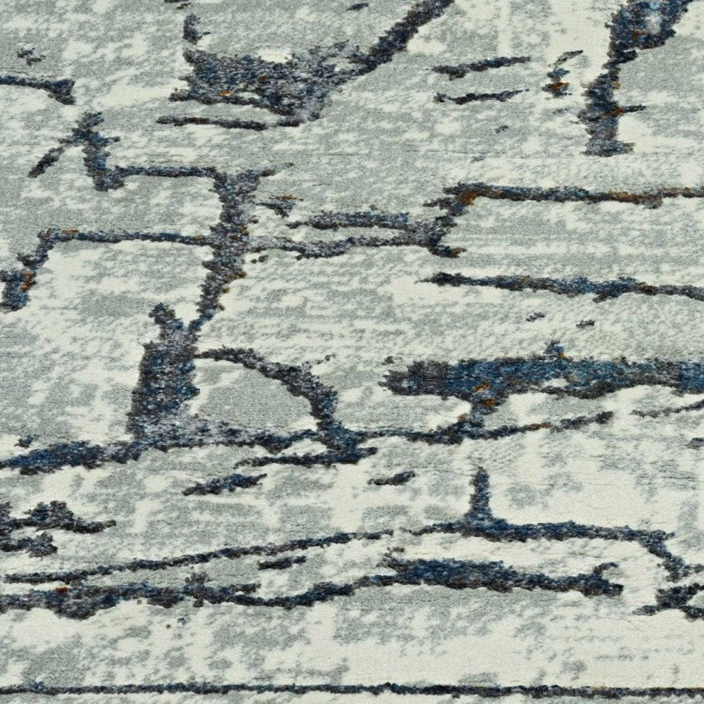 7' Gray And Black Abstract Runner Rug