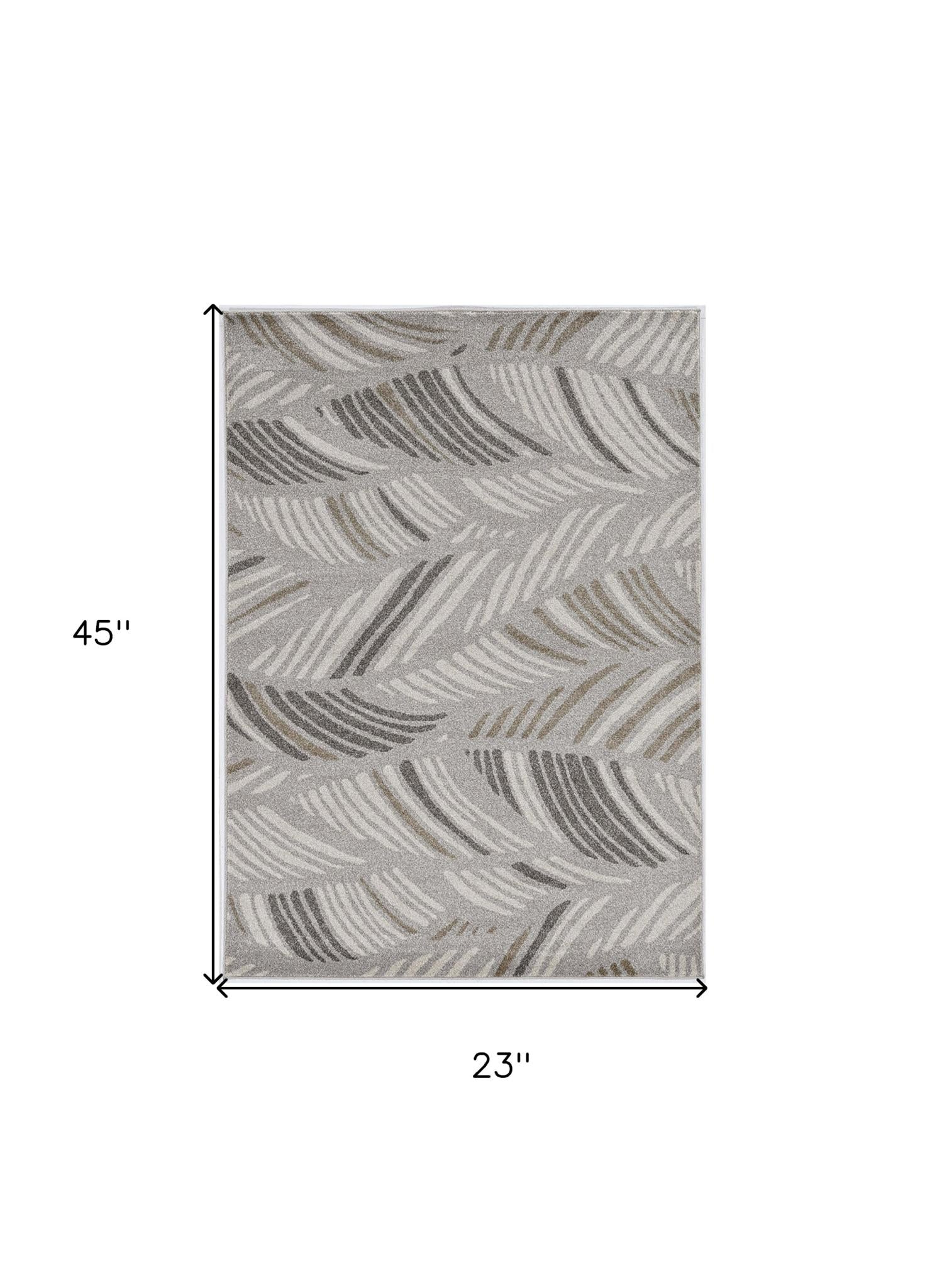 2' X 3' Beige And Brown Tropical Botanical Area Rug
