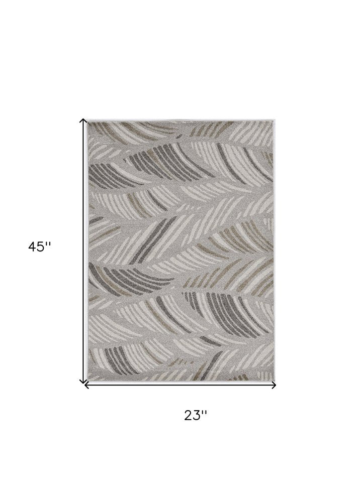 2' X 3' Beige And Brown Tropical Botanical Area Rug