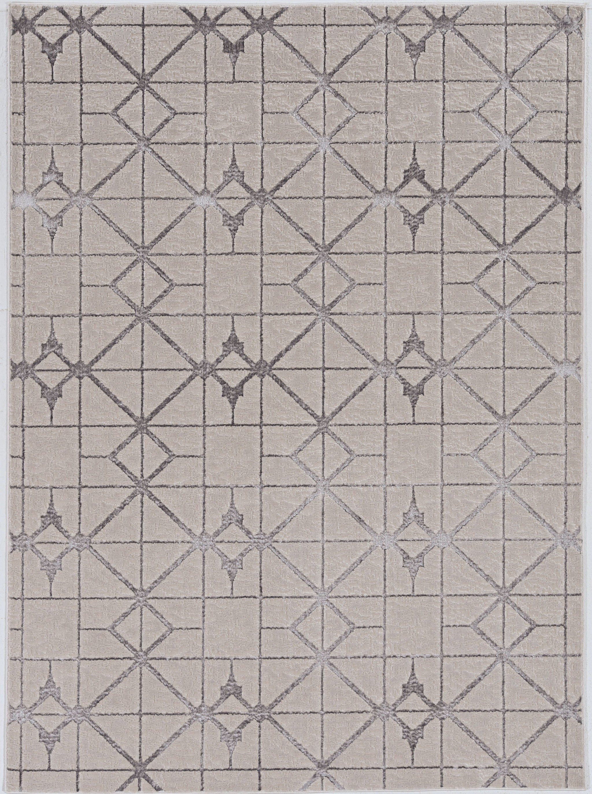 3' X 5' Ivory And Brown Geometric Area Rug