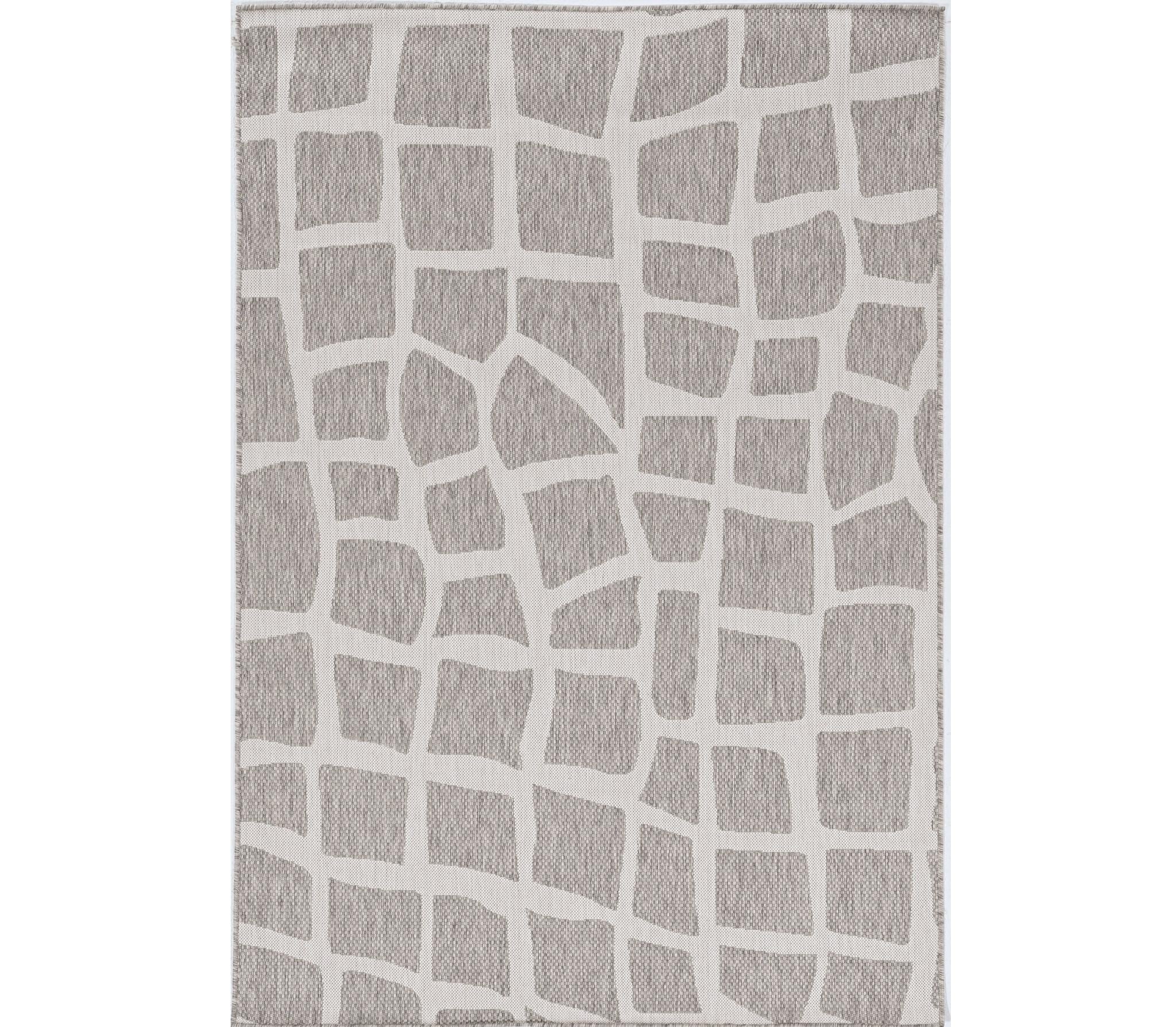 3' X 4' Gray and Ivory Cobblestone Area Rug