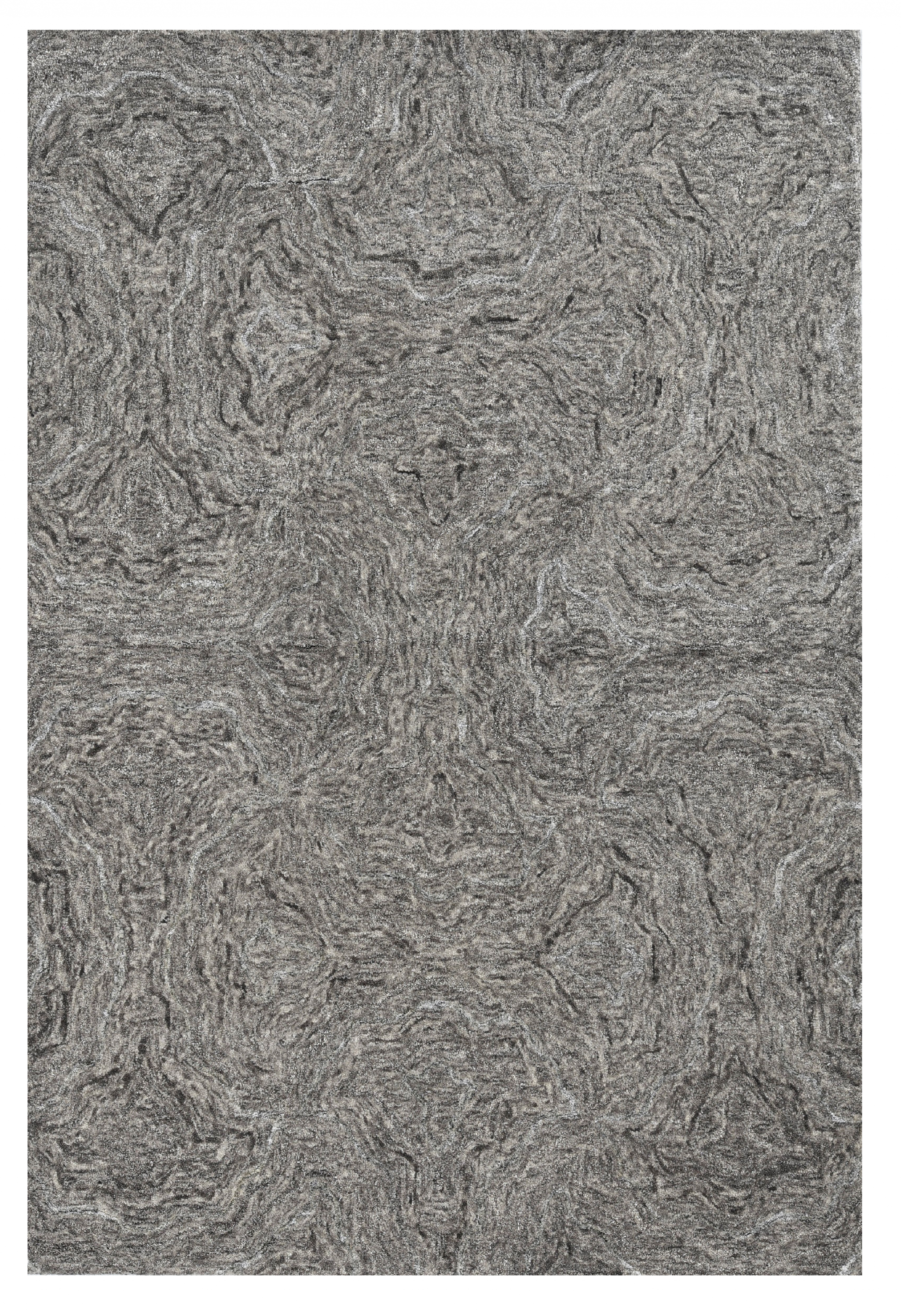 3' X 5' Gray And Dark Gray Abstract Hand Tufted Area Rug