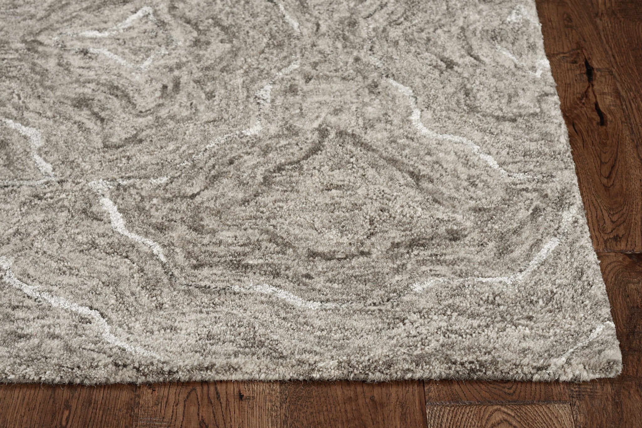 3' X 5' Gray And Dark Gray Abstract Hand Tufted Area Rug
