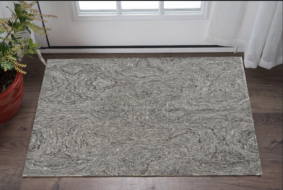 3' X 5' Gray And Dark Gray Abstract Hand Tufted Area Rug
